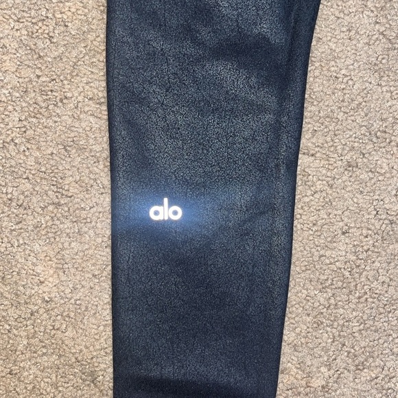 Alo Yoga High Waist Airbrush Legging Crackled Performance Leather Black XS - Picture 7 of 8